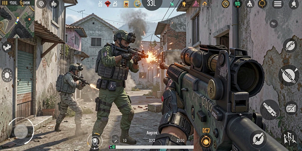Tampilan gameplay mendebarkan di dunia FPS 33L.