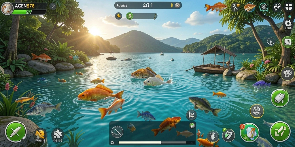 Gameplay AGEN878 yang menampilkan aksi memancing seru dan menegangkan.