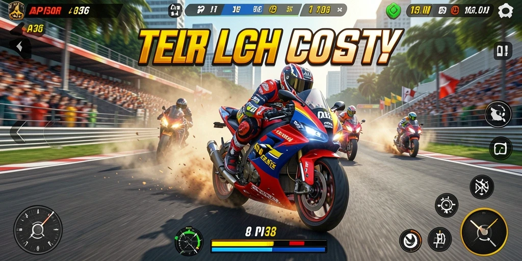 Gameplay seru dengan balapan motor yang menegangkan.