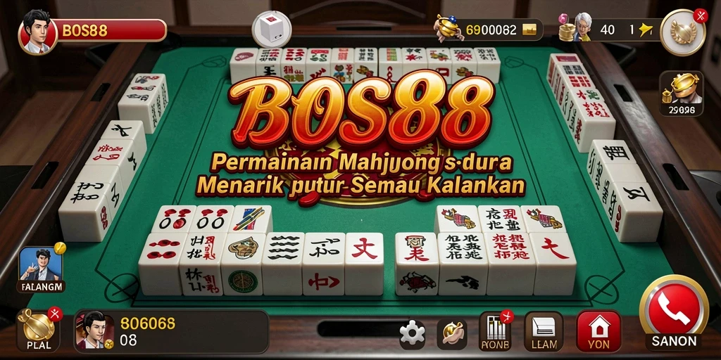 Tampilan seru gameplay Mahjong di BOS88 dengan berbagai level menantang.