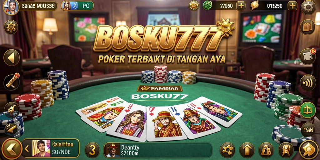 Screenshot dari gameplay poker di BOSKU777 yang menunjukkan aksi seru.