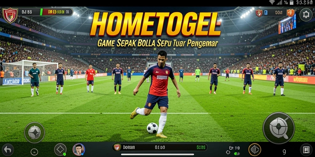Tampilan gameplay menarik dari HOMETOGEL yang menampilkan aksi sepak bola.