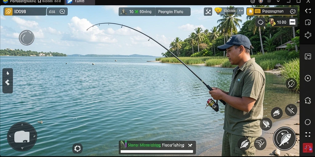 Screenshot ID098 menampilkan gameplay memancing yang seru dan menantang.
