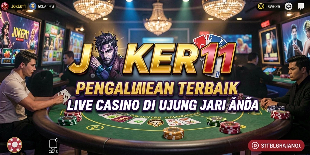 Screenshot utama JOKER11 menampilkan gameplay Live Casino yang menarik dengan dealer langsung.