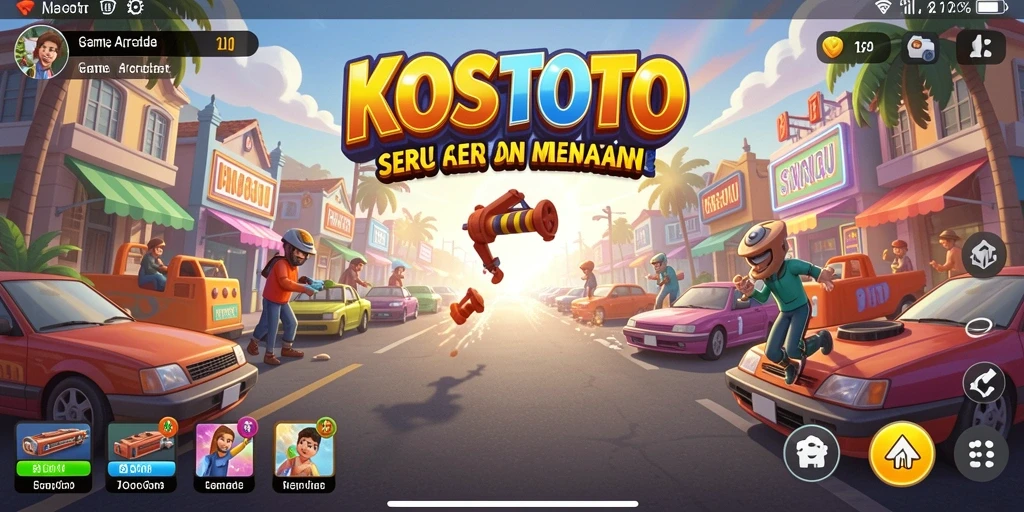 Tampilan gameplay KOSTOTO yang seru dan menantang di level-levelnya.