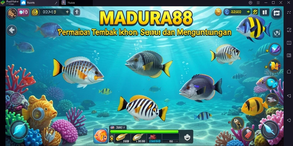 Gameplay seru MADURA88 saat menembak ikan di laut.