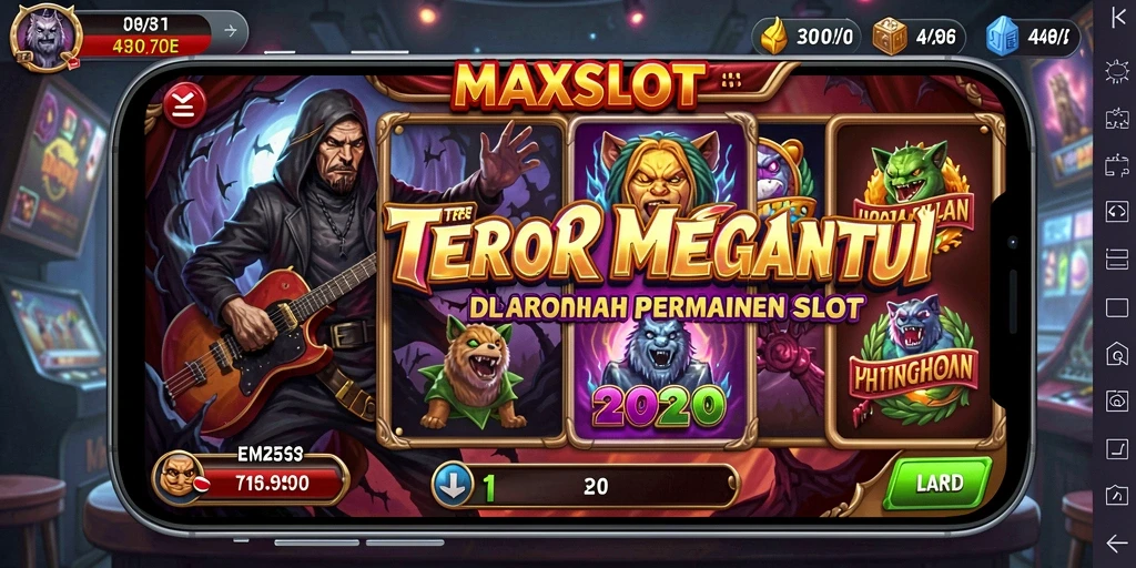 Screenshot gameplay MAXSLOT yang menampilkan suasana horor yang mencekam.