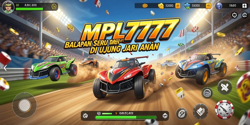 Tampilan seru gameplay multiplayer di MPL777 dengan mobil balap yang melaju kencang.