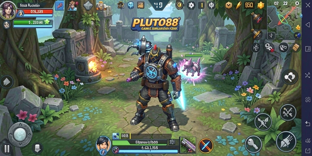 Screenshot gameplay PLUTO88 menampilkan interaksi dan eksplorasi dunia virtual.