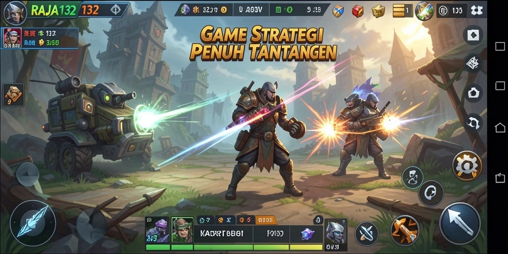 Tampilan gameplay RAJA132 yang menampilkan strategi cerdas dan pertarungan epik.