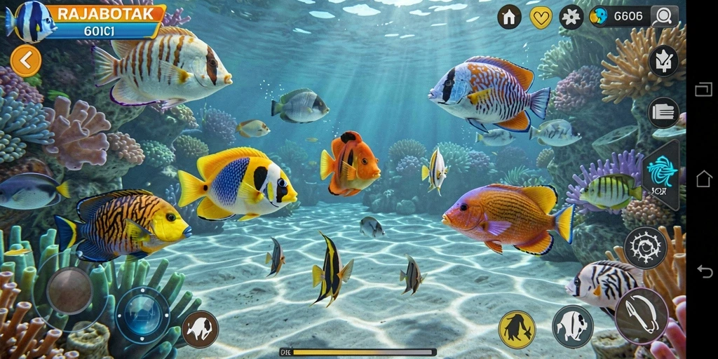 Gameplay mendebarkan RAJABOTAK dengan aksi menembak ikan.